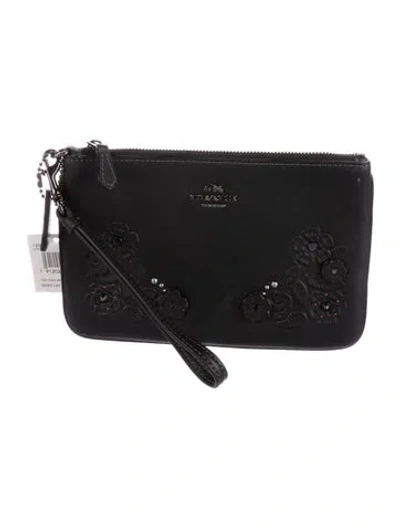 Pre-owned Coach Leather Wristlet In Black