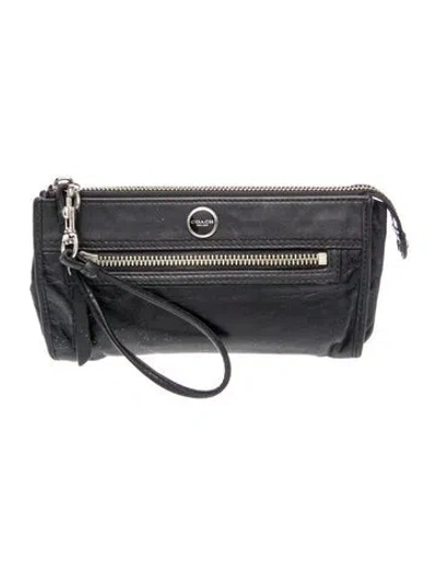 Pre-owned Coach Leather Wristlet In Black