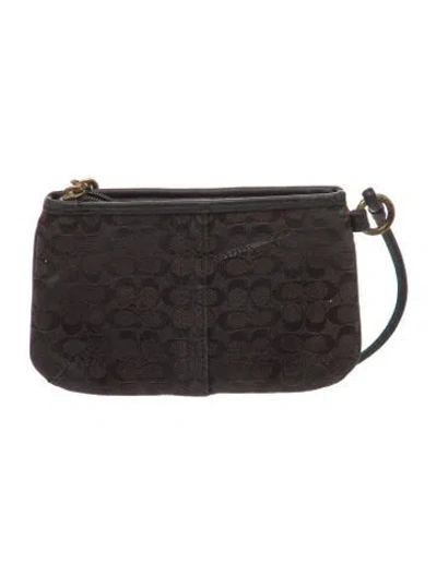 Pre-owned Coach Leather Wristlet In Black