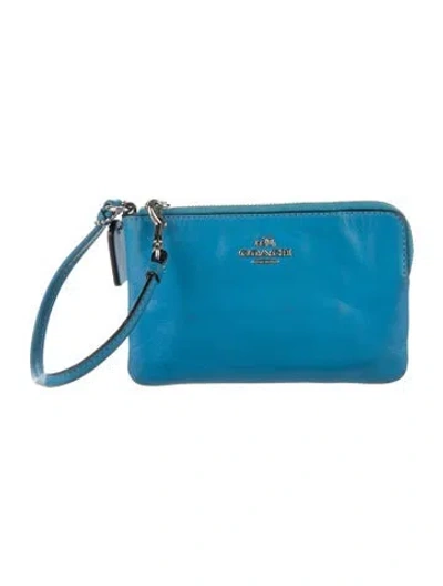 Pre-owned Coach Leather Wristlet In Blue