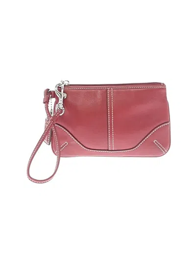 Pre-owned Coach Leather Wristlet In Burgundy
