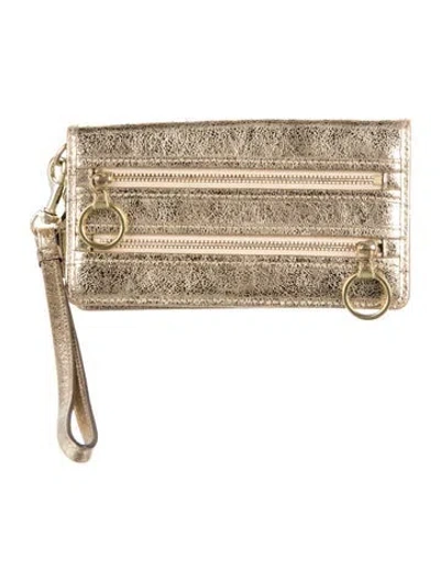 Pre-owned Coach Leather Wristlet In Gold