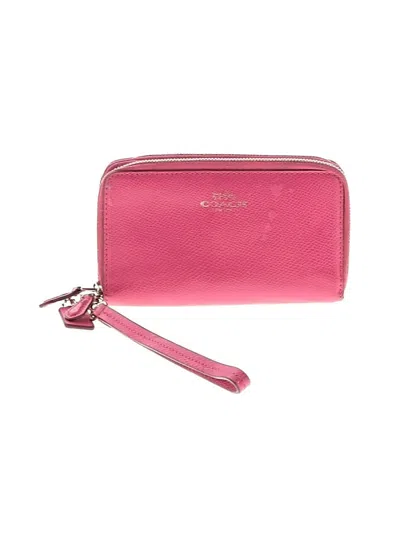 Pre-owned Coach Leather Wristlet In Pink