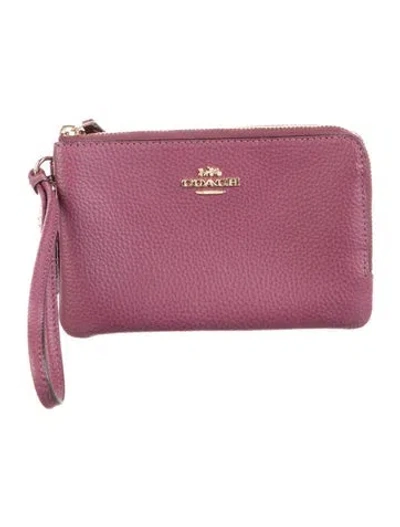 Pre-owned Coach Leather Wristlet In Purple