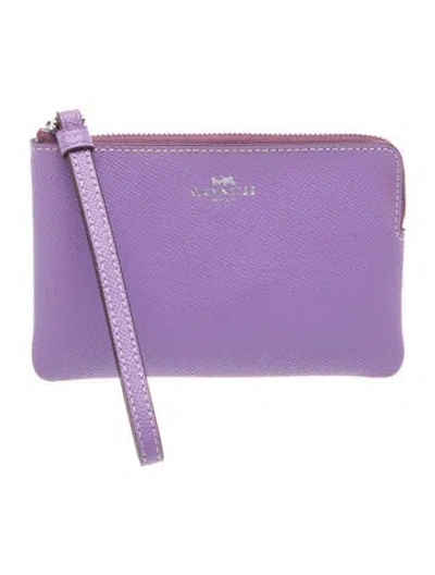 Pre-owned Coach Leather Wristlet In Purple