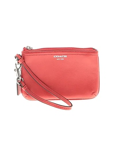 Pre-owned Coach Leather Wristlet In Red