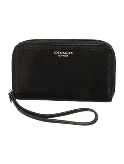 Pre-owned Coach Leather Wristlet W/ Tags In Black
