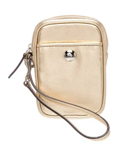 Pre-owned Coach Leather Wristlet W/ Tags In Neutrals