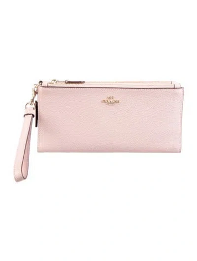 Pre-owned Coach Leather Wristlet W/ Tags In Pink