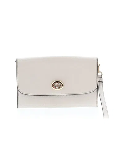 Pre-owned Coach Leather Wristlet In White