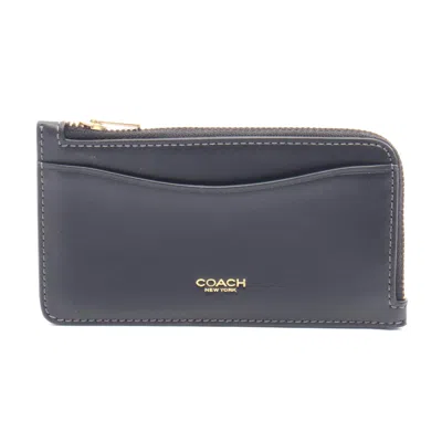 Coach Leather Zip Card Case Black