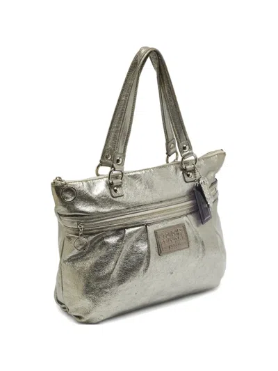 Pre-owned Coach Leather Zip Tote Bag In Silver
