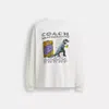 Coach Leatherware Collage Relaxed Long Sleeve T-shirt In Organic Cotton In White