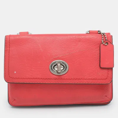Pre-owned Coach Legacy Coral Leather Wallet With Strap In Orange