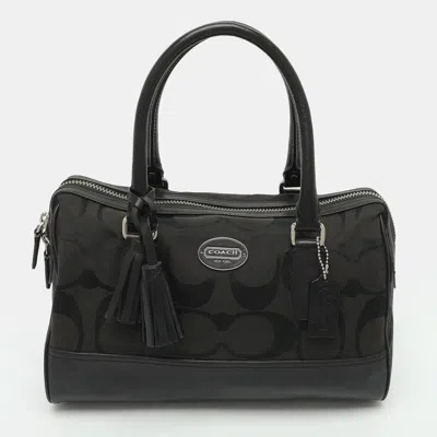 Pre-owned Coach Legacy Haley Black Signature Canvas And Leather Satchel