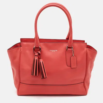 Pre-owned Coach Legacy Haley Coral Orange Leather Tote