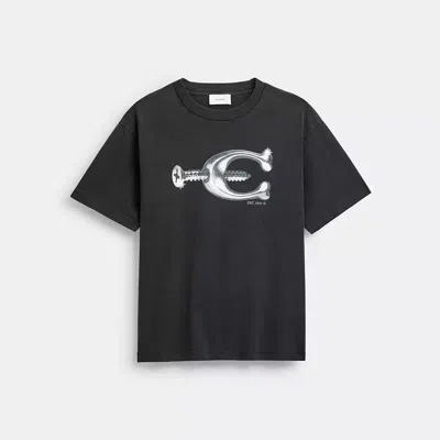 Coach Legeres T-shirt Aus Biobaumwolle Mit Schraubenprint In Black