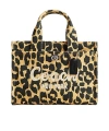 Coach Leopard Cargo 26 Tote Bag In Black