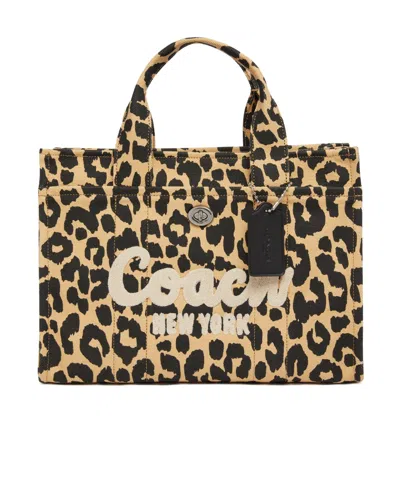 Coach Leopard Cargo 26 Tote Bag In Beige