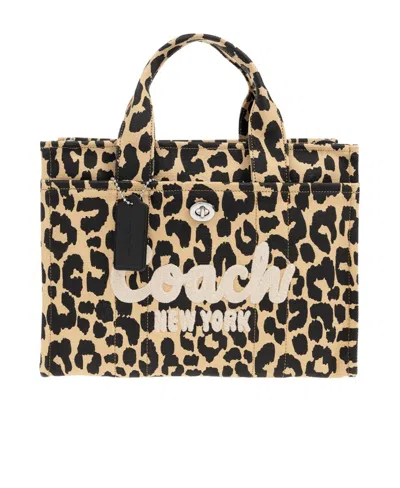 Coach Leopard Cargo 26 Tote Bag In Beige