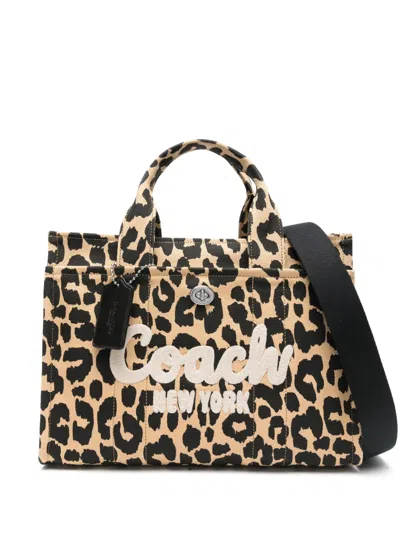 Coach Leopard Cargo 26 Tote Bag In Beige