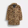 Coach Leopard Print Faux Fur Coat In Recycled Polyester In Brown