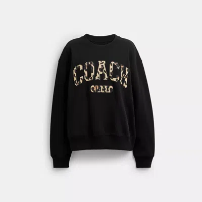 Coach Leopard Sporty Boyfriend Crewneck In Black