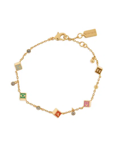 Coach Letter-charm Bracelet In Gold