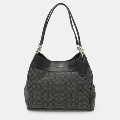 Pre-owned Coach Lexy Black Signature Canvas And Leather Shoulder Bag