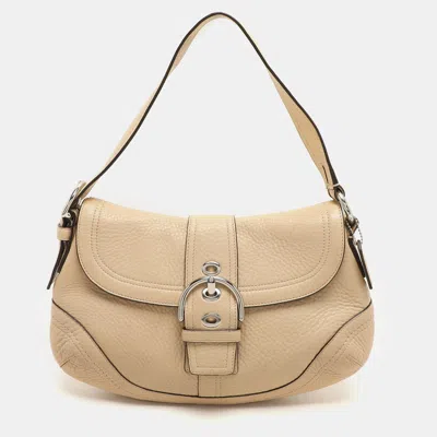 Pre-owned Coach Light Beige Leather C Soho Shoulder Bag