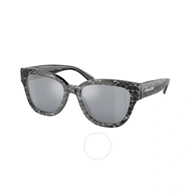 Coach Light Silver Flash Butterfly Ladies Sunglasses Hc8379u 55201u 54 In Grey / Silver
