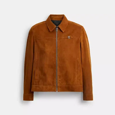 Coach Leichte Wildlederjacke Mit Heritage C In Brown