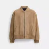 Coach Lightweight Suede Jacket In Beige