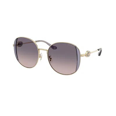 Coach Lilac Peach Gradient Round Ladies Sunglasses Hc7176b 900536 54 In Gold