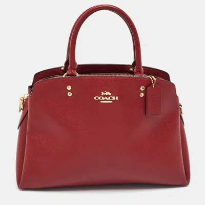 Pre-owned Coach Lillie Red Leather Carryall Satchel