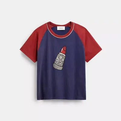 Coach Lipstick Graphic Raglan T Shirt In Organic Cotton In Multi