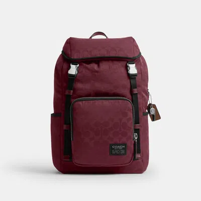 Coach Logan Backpack In Signature Nylon In Purple