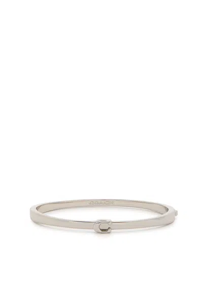 Coach Logo Bangle In Silver