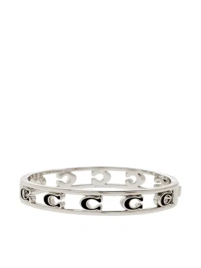 Coach Logo Brass Bracelet In Silver