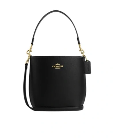 Coach Willow Soft Leather Bucket Bag In Brass/black