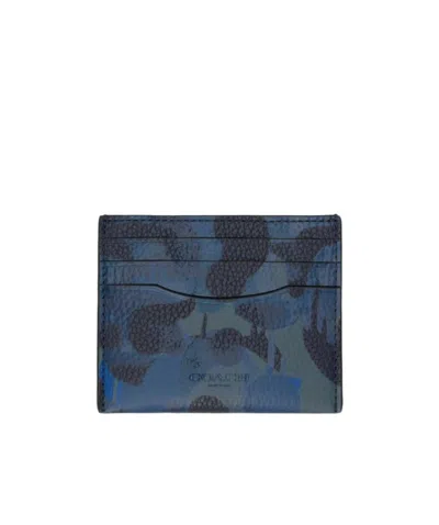 Coach Logo Camouflage Card Bag In Blue