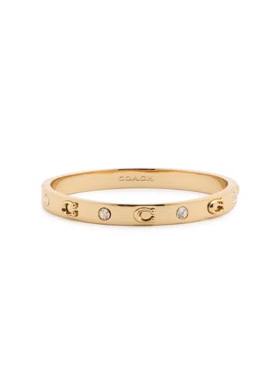 Coach Logo Crystal-embellished Bracelet In Gold