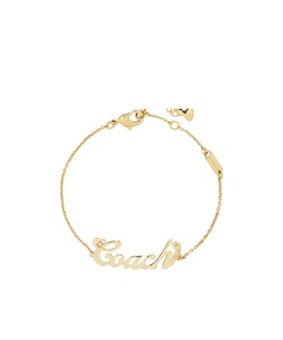 Coach Logo Detail Bracelet In Gold