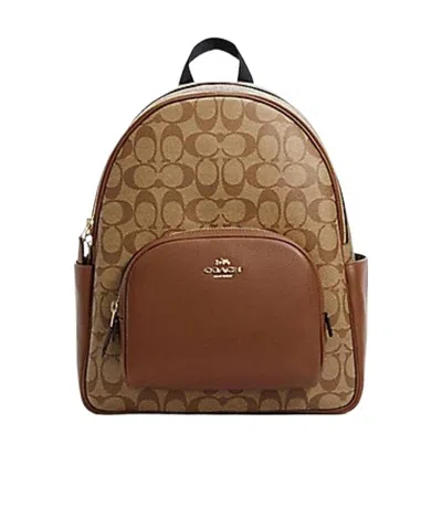 Coach Court Backpack In Signature Canvas In Beige