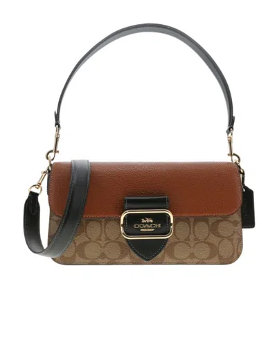 Coach Logo Details Shoulder Bag In Brown