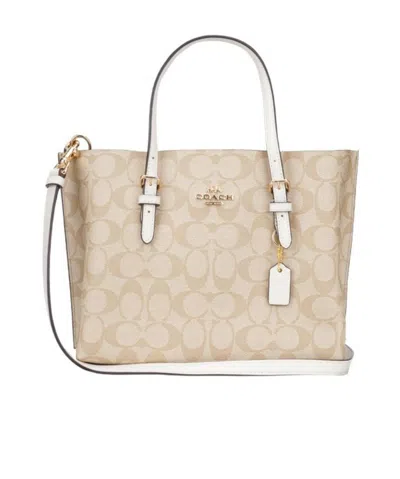 Coach Logo Details Shoulder Bag In Nude
