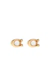 COACH COACH LOGO PLAQUE EMBELLISHED STUD EARRINGS
