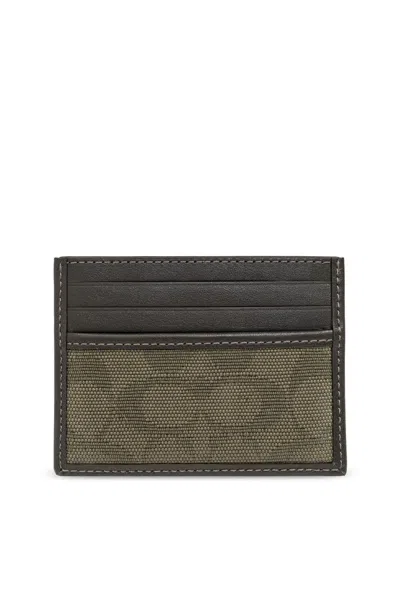 Coach Logo Embossed Card Case In Green