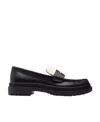 Coach Logo-embossed Trim Leather Loafers In Black