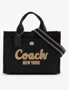 Coach Logo-embroidered Detachable-strap Canvas Tote Bag In Black